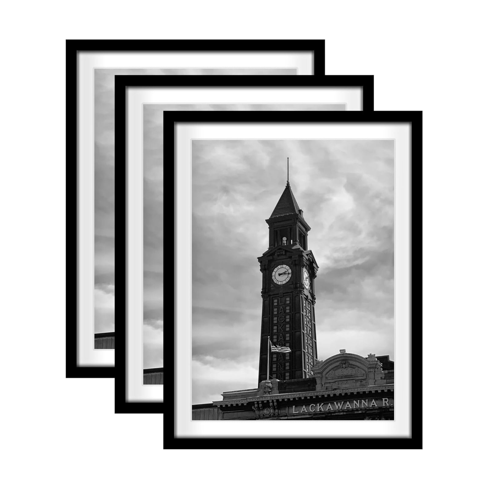 Wiscet 18x24 Picture Frame Set of 3, for Wall Gallery Photo Frames, Black | Display Pictures 16x20 with Mat or 18 x 24
