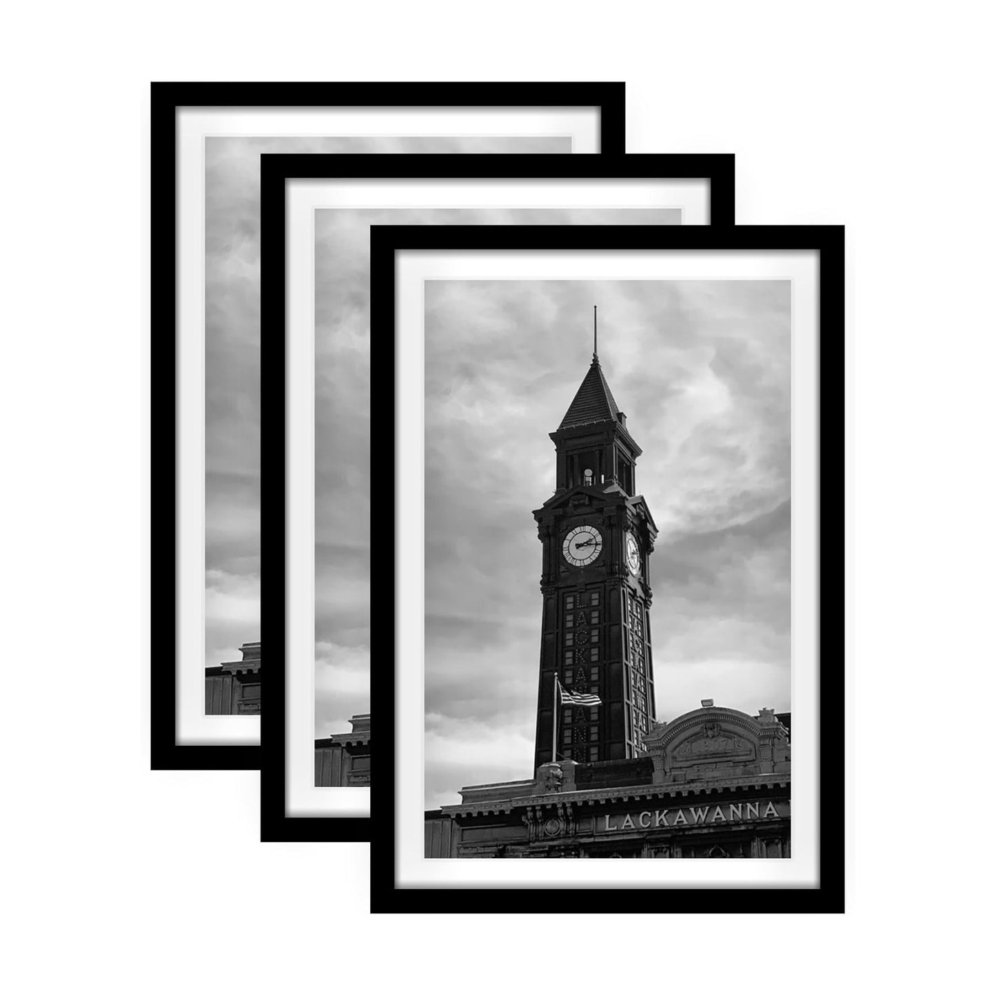 Wiscet 16x24 Picture Frame Set of 3, for Wall Gallery Photo Frames, Black | Display Pictures 12x18 with Mat or 16 x 24