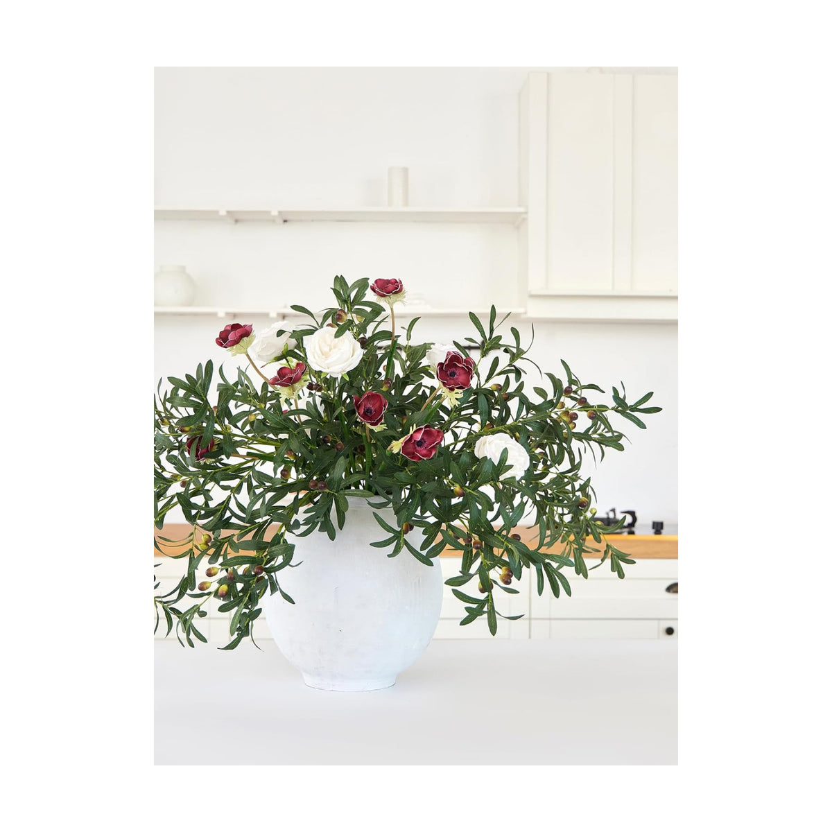 MISSPIN Artificial Flowers with Greenery Stems Faux Plants Indoor Branches for Tall Vase Ultra-Realistic, 12 Pcs Wedding Centerpieces, Home Decor & DIY Bouquets