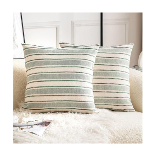 Farmhouse Textured Pillow Case / Green / 18 x 18 / Set of 2