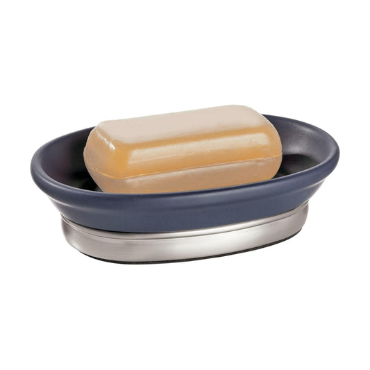 Ceramic and Steel Bar Holder / Soap Dish / Navy