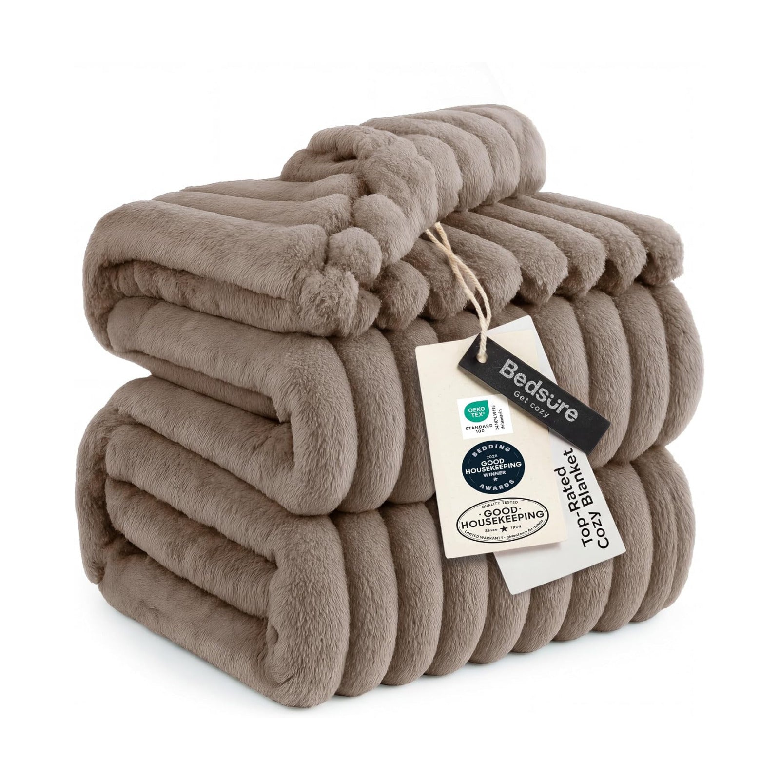Bedsure Soft King Size Blankets for Bed Light Brown 108"x90"