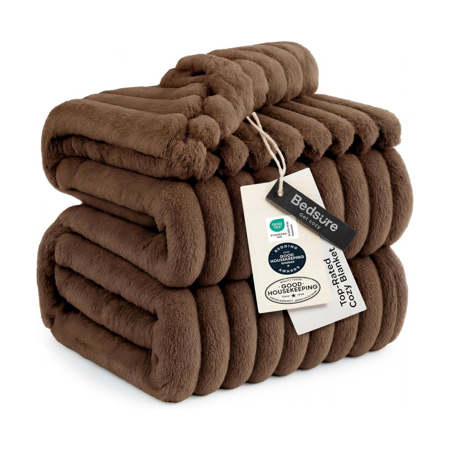 Bedsure Soft Queen Size Blanket for Bed Brown 90"x90"