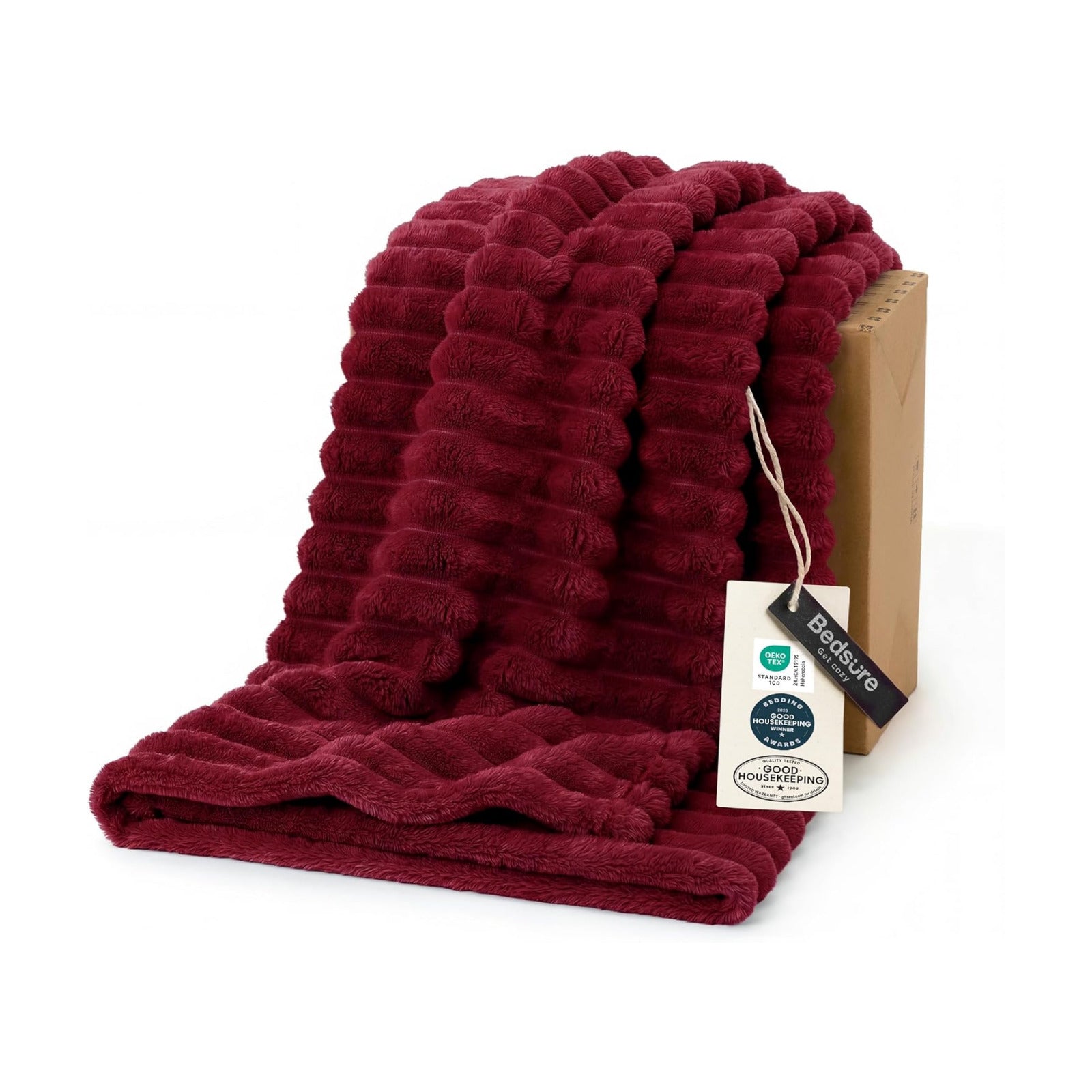 Bedsure Soft Twin Blanket for Bed Decor Gifts Deep Red 60"x80"