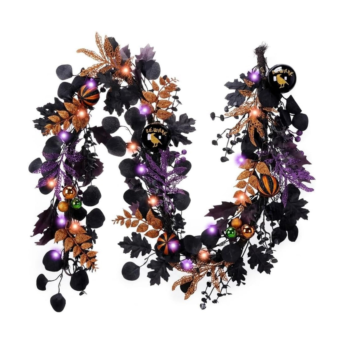 Valery Madelyn 6ft Halloween Garland for Mantel with Lights Party Decor