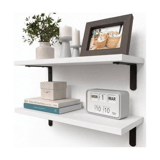 Floating Wall Shelves / White / 16.54in / Set of 2