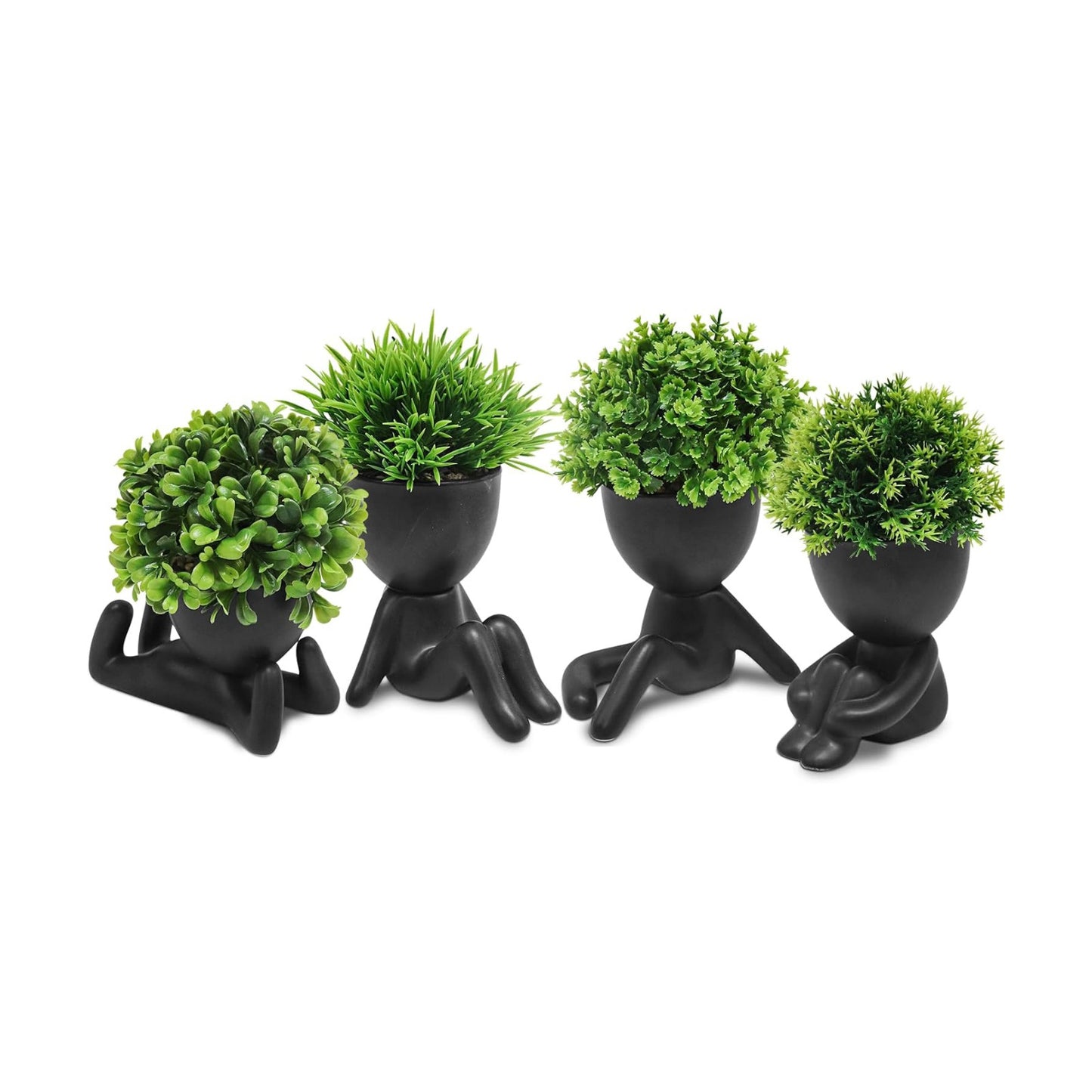 Artificial Mini Succulent Plants / Black / Set of 4