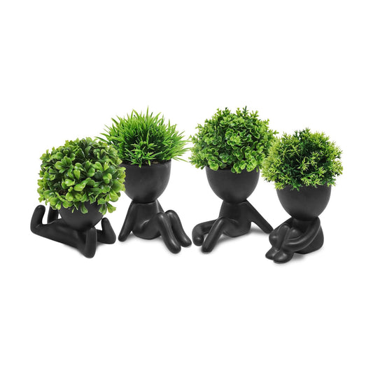 Artificial Mini Succulent Plants / Black / Set of 4