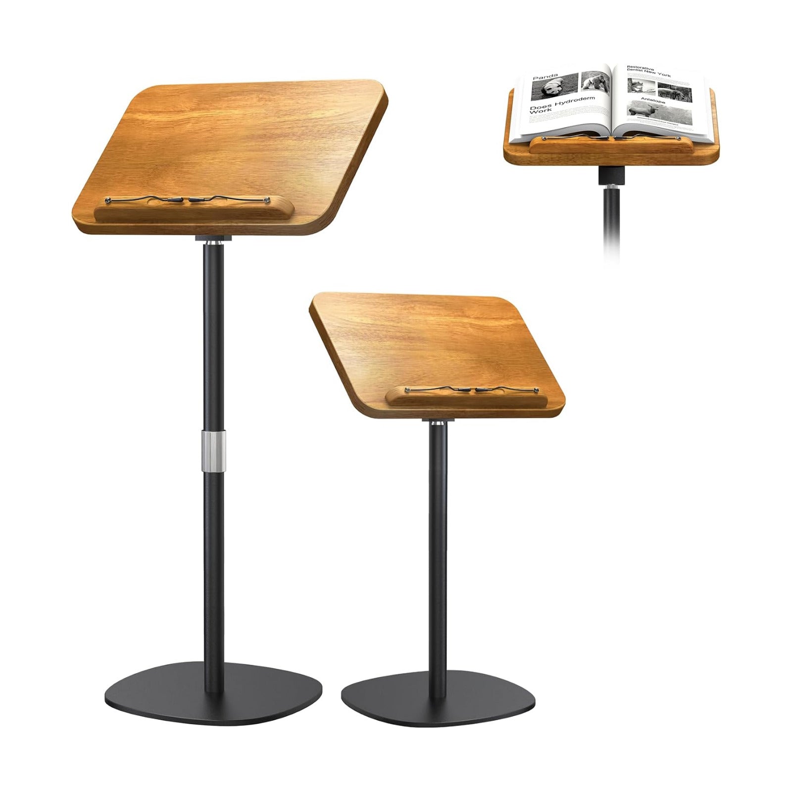 NAMON 2-in-1 Dual-use Floor & Desktop Book Stand, 100% Solid Wood, Height Adjustable from 16.5" to 51", Floor Reading