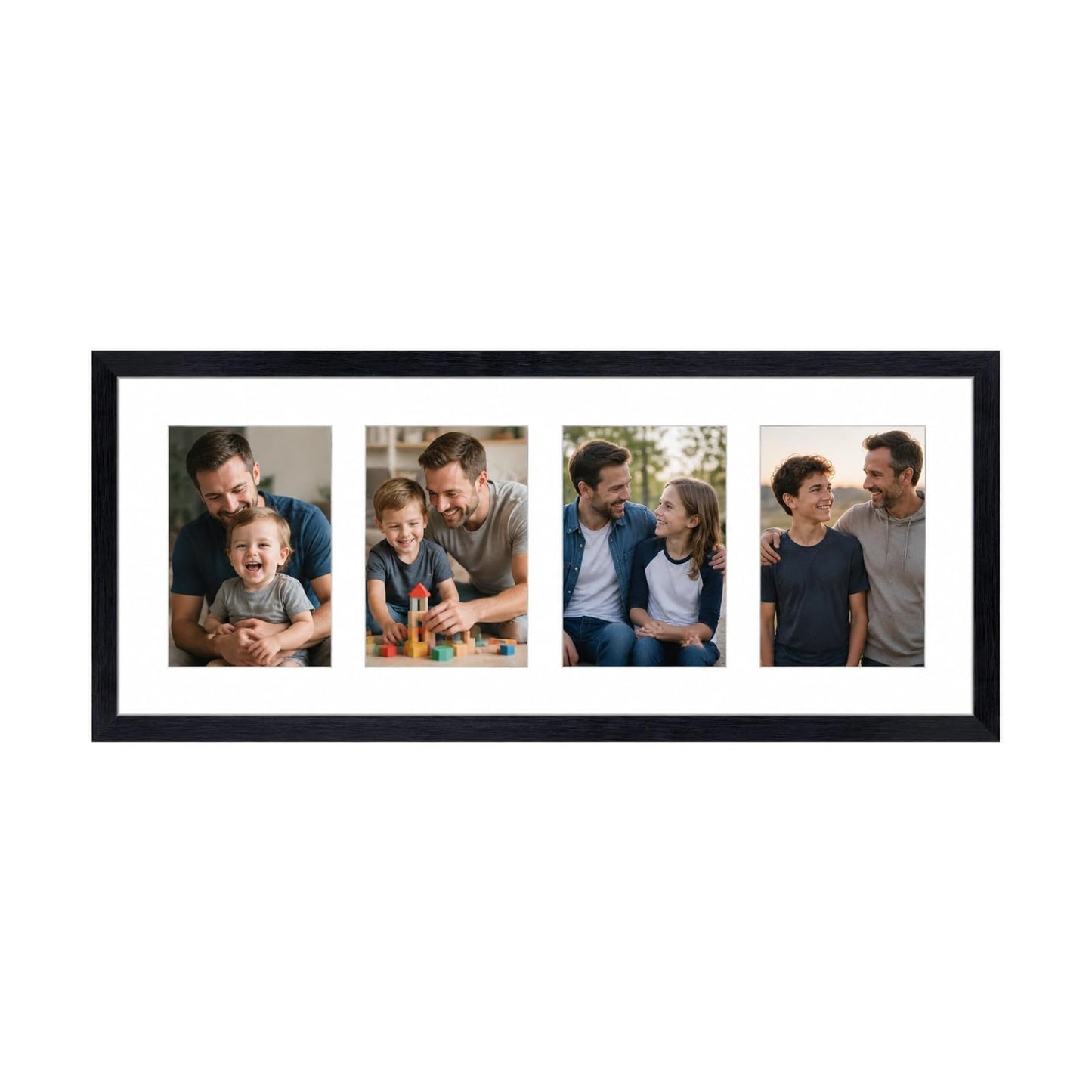 Giftgarden 4x6 Picture Frame Collage 4 Opening, 8x20 Frame Matted to Four 4x6 Photos with Mat for Wall Display, Black