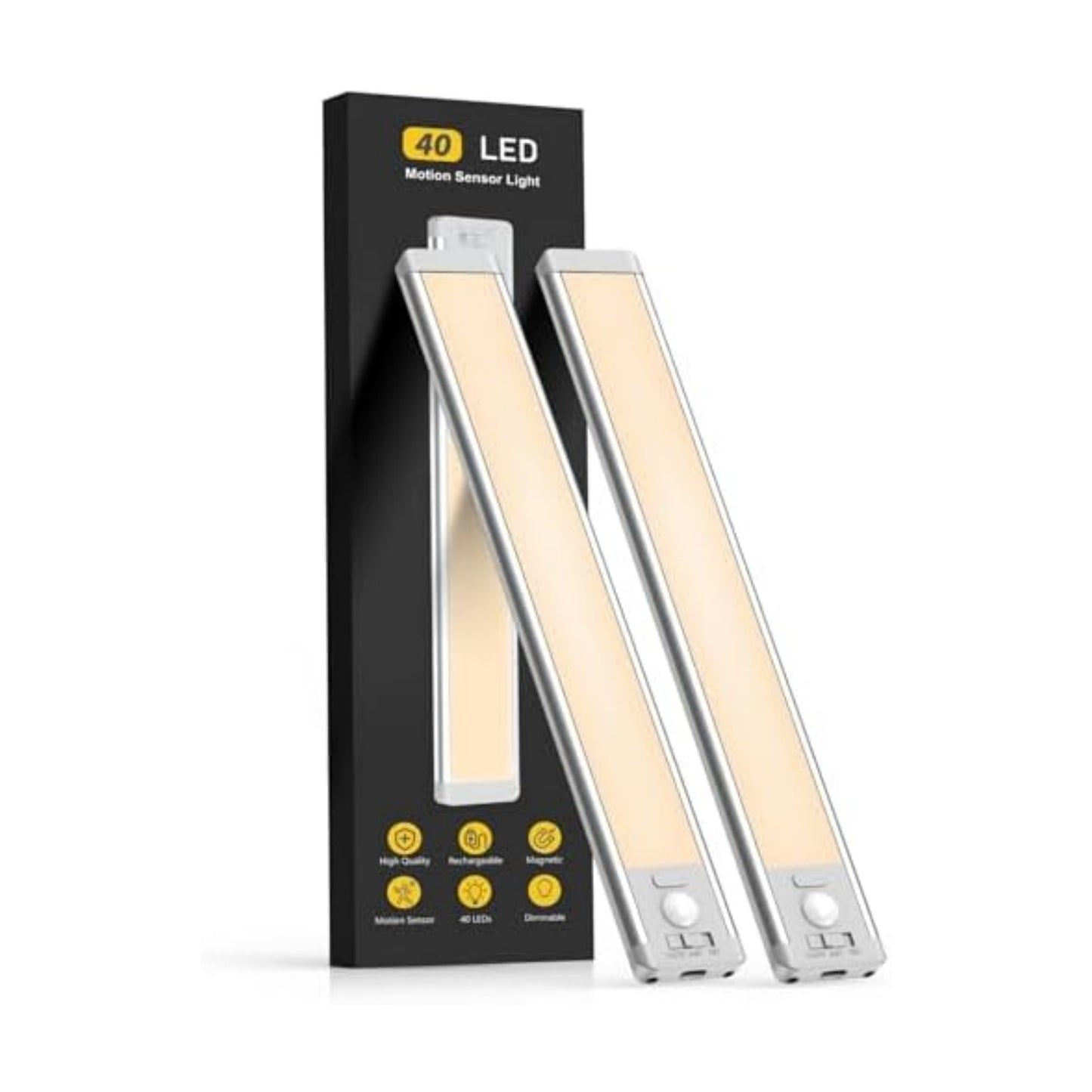 MCGOR 10inch Under Cabinet Lighting, 2 Pack Rechargeable Motion Sensor Light Indoor, 5 Levels Dimmable Magnetic Closet