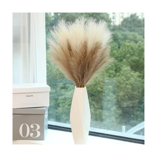 9 Stems Faux Pampas Grass / Beige & Taupe / 38 Inch
