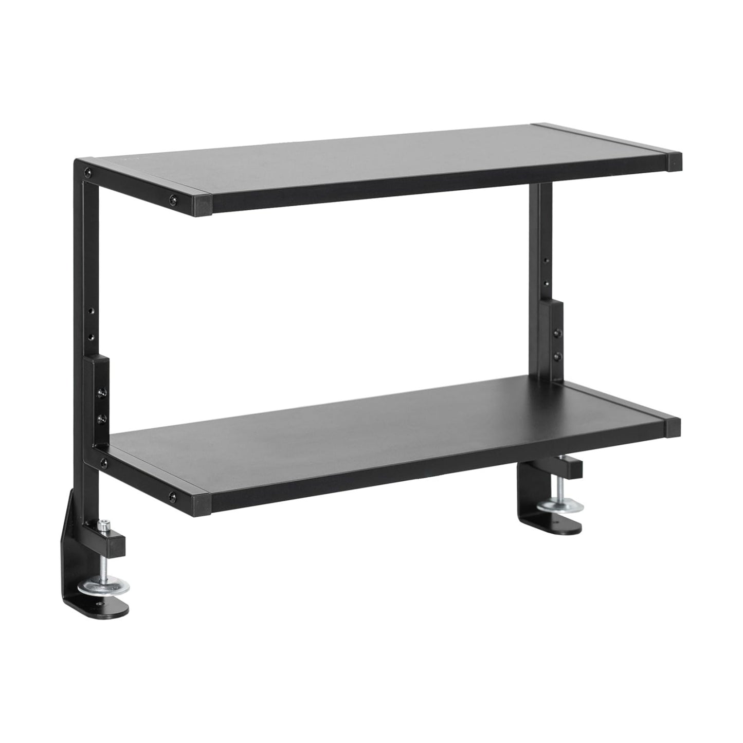 VIVO Black Clamp-on 24 inch 2-Tier Desk Shelf, STAND-SHELF24C | Above or Below Desk, 2 Level Shelving Unit for Table