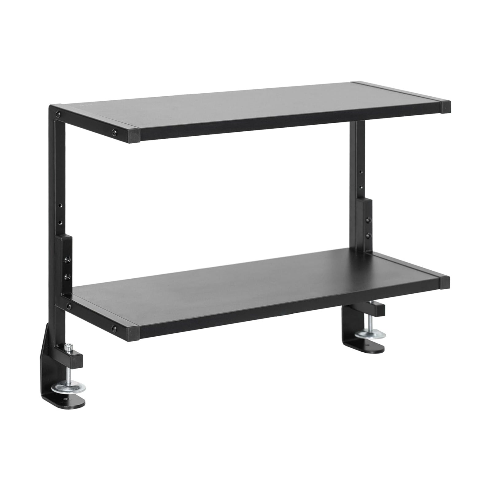 VIVO Black Clamp-on 24 inch 2-Tier Desk Shelf, STAND-SHELF24C | Above or Below Desk, 2 Level Shelving Unit for Table