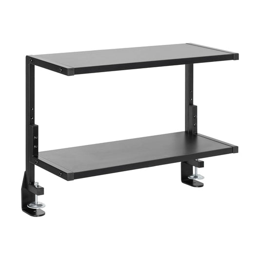 VIVO Black Clamp-on 24 inch 2-Tier Desk Shelf, STAND-SHELF24C | Above or Below Desk, 2 Level Shelving Unit for Table