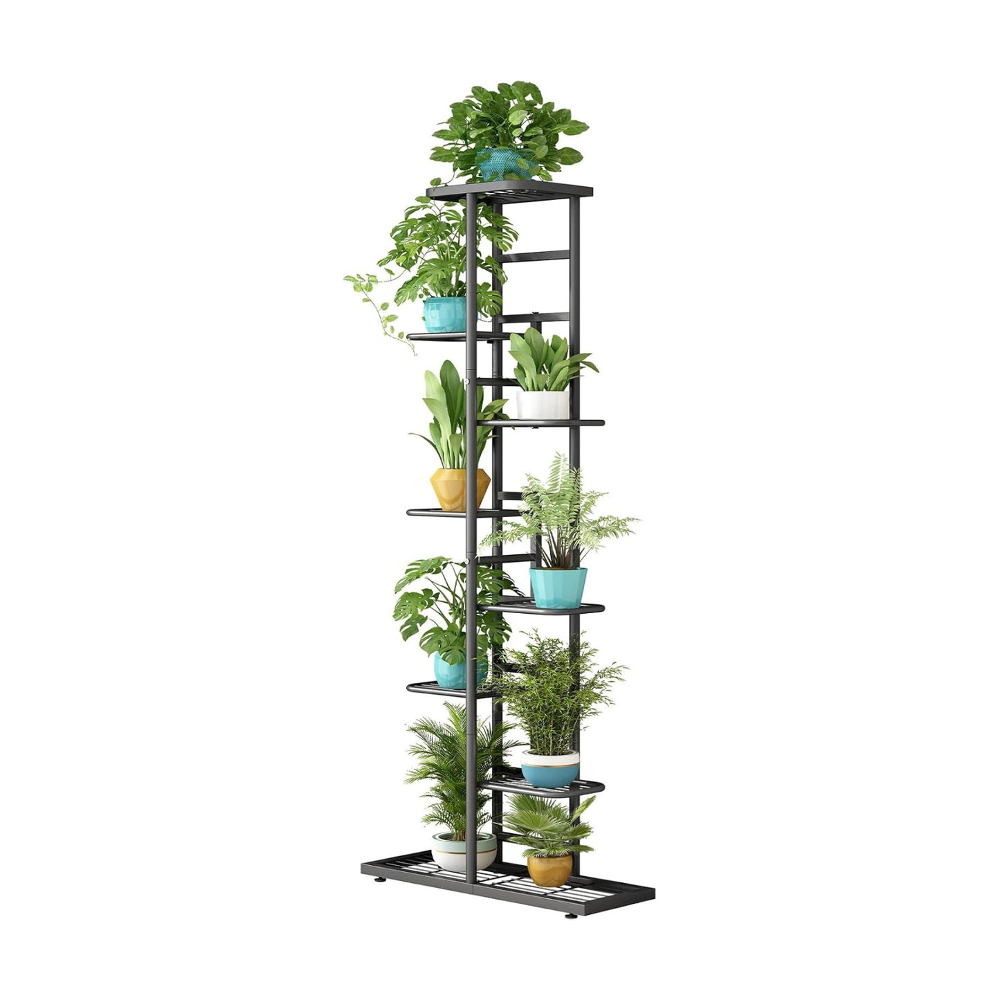 LINZINAR 8 Tier Plant Stand Indoor Outdoor Metal Flower Pot Display Shelf | Space Saving,9 Potted Multiple Flower Pot