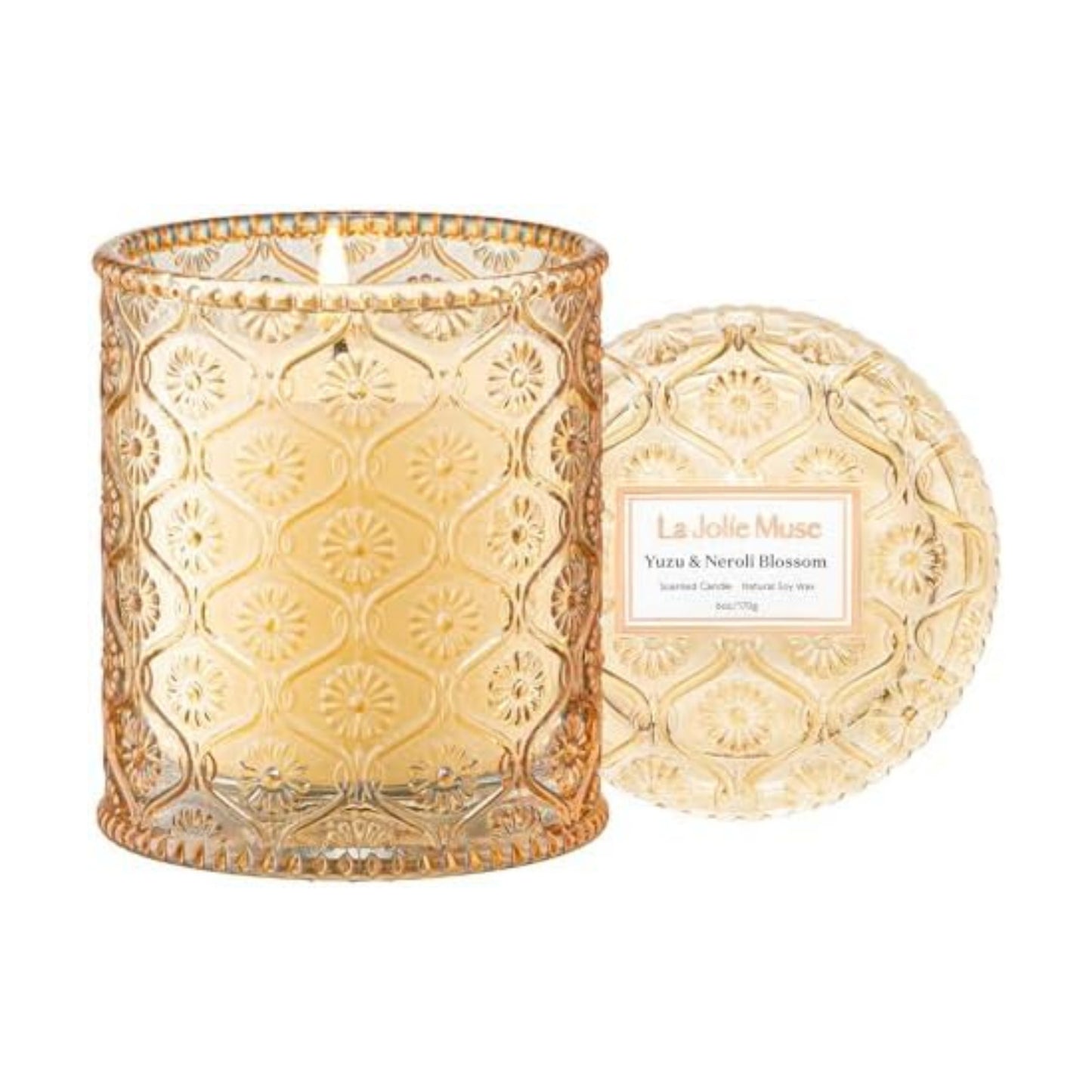 LA JOLIE MUSE Yuzu Neroli Scented Candles for Home, Natural Soy Wax 40 Hrs