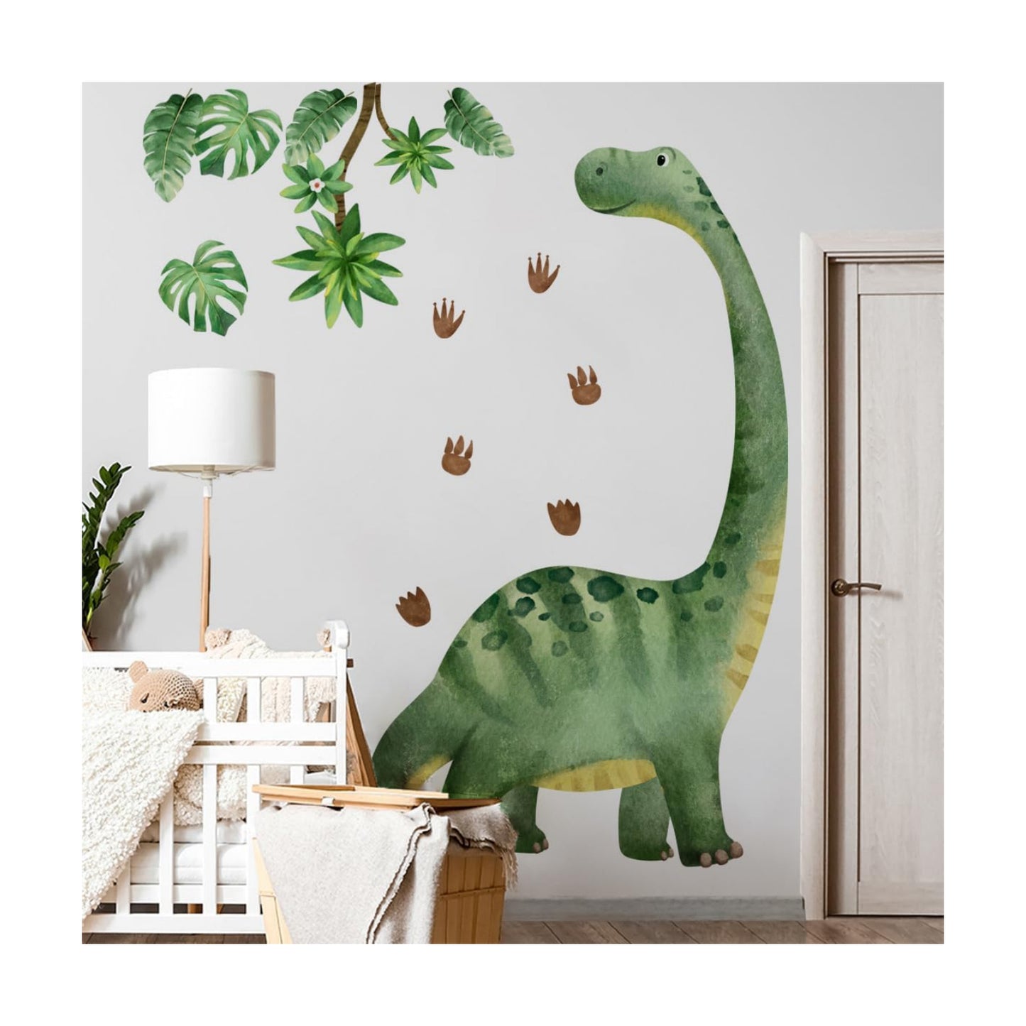 Large Dinosaur Wall Decals Watercolor Dino Footprint Neutral Wall Stickers Baby Nursery Kids Boys