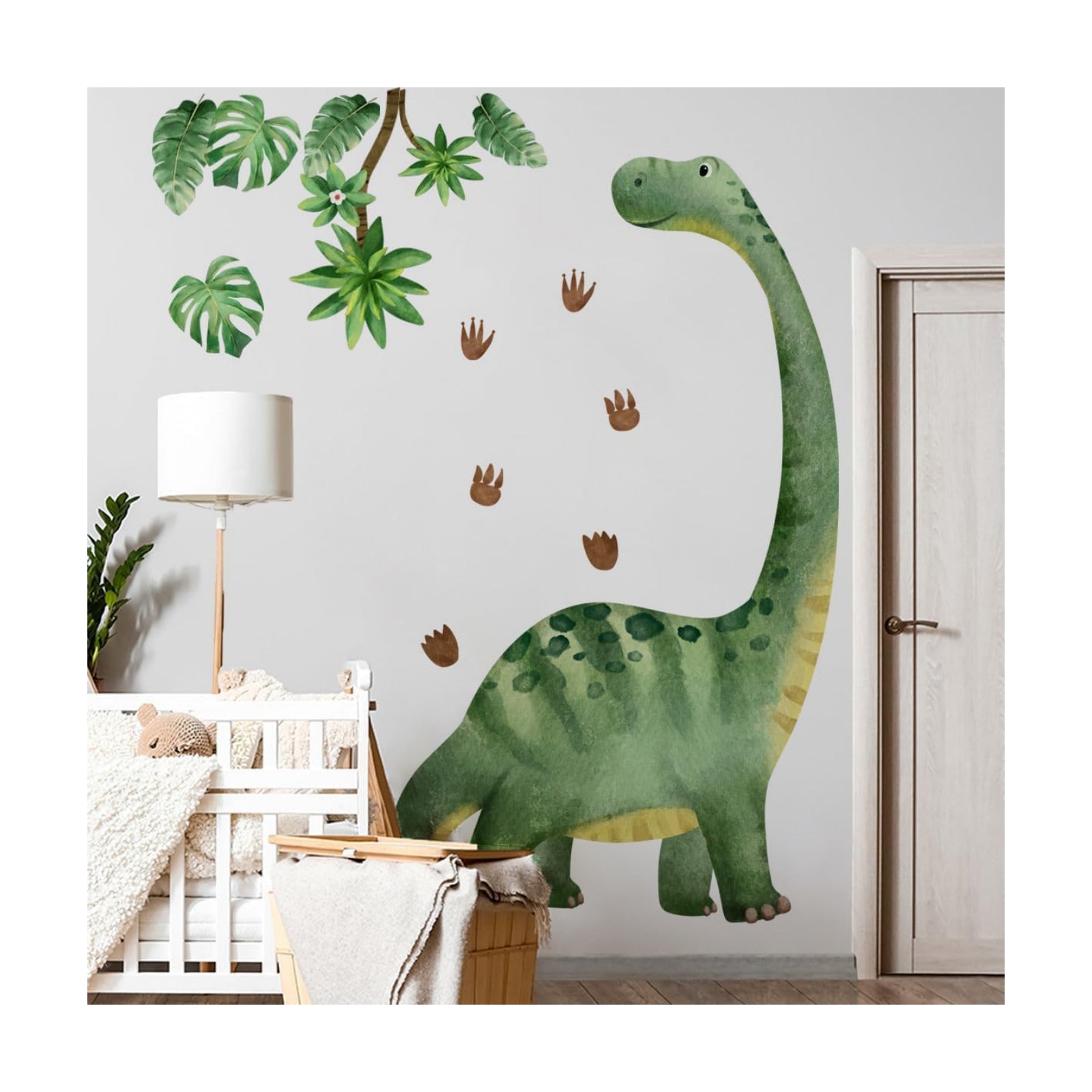 Large Dinosaur Wall Decals Watercolor Dino Footprint Neutral Wall Stickers Baby Nursery Kids Boys