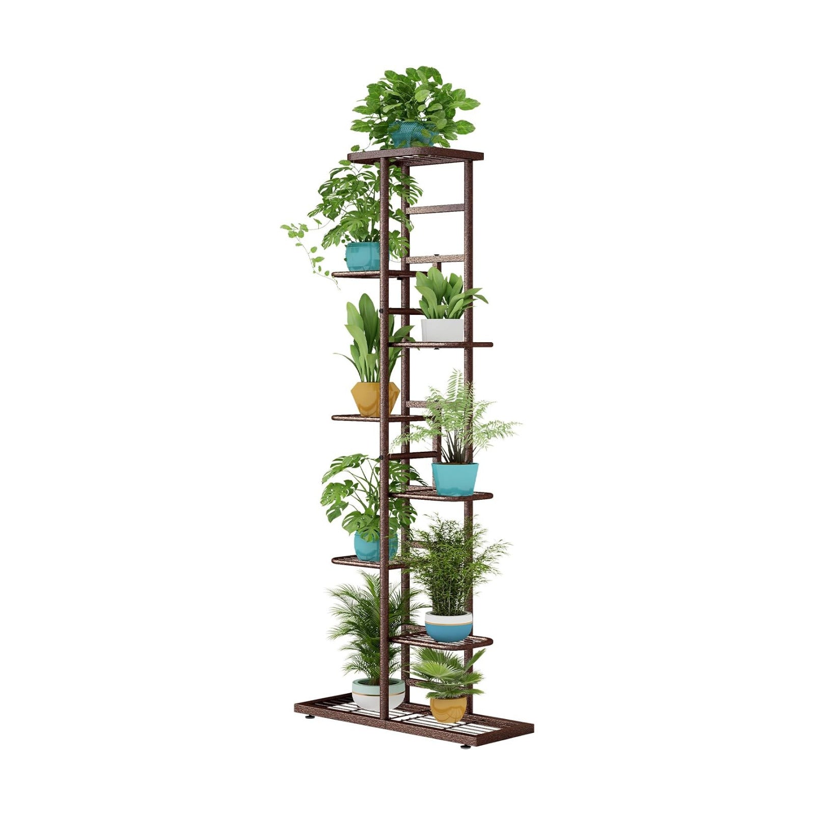 LINZINAR 8 Tier Plant Stand Indoor Outdoor Metal Flower Pot Display Shelf | Space Saving,9 Potted Multiple Flower Pot