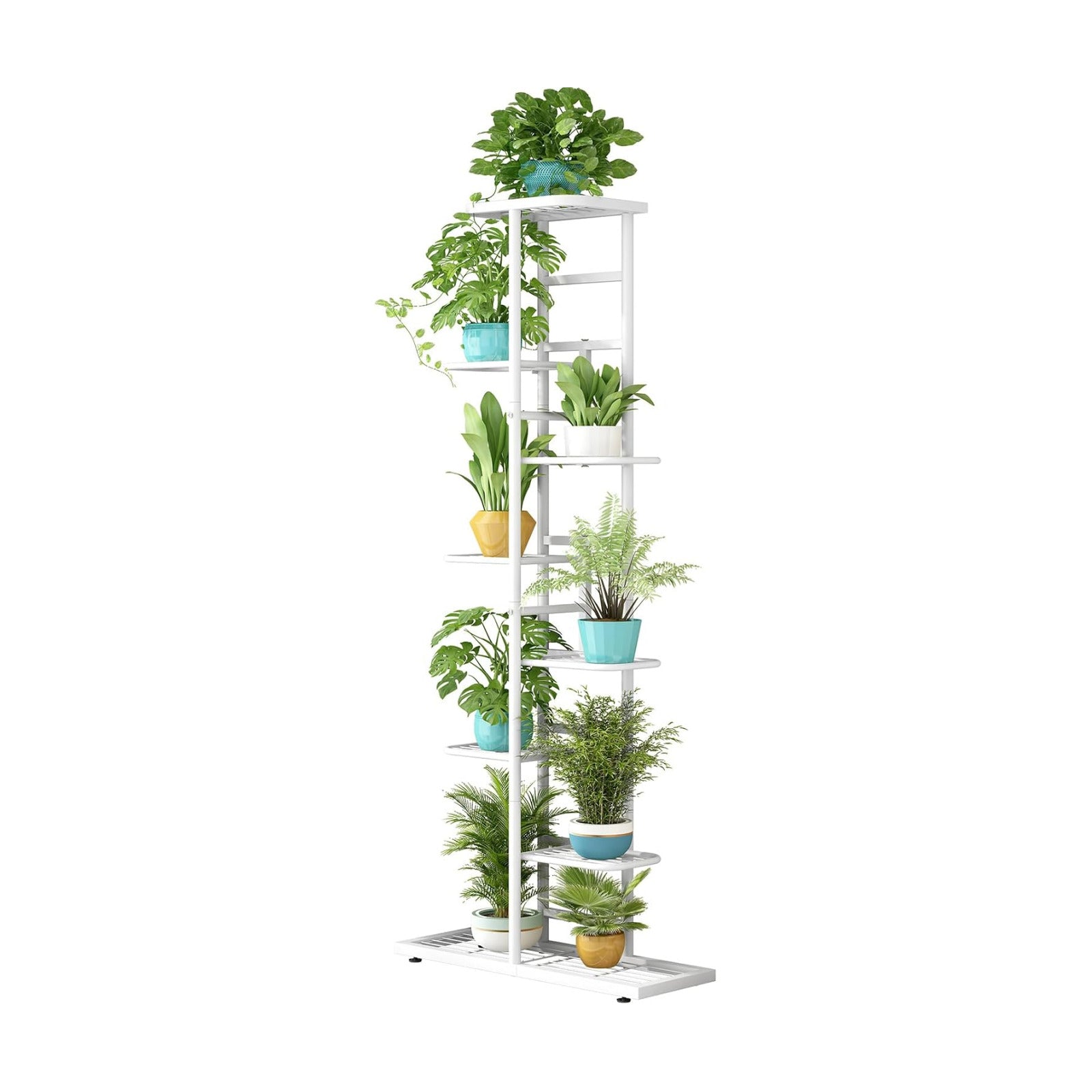 LINZINAR 8 Tier Plant Stand Indoor Outdoor Metal Flower Pot Display Shelf | Space Saving,9 Potted Multiple Flower Pot