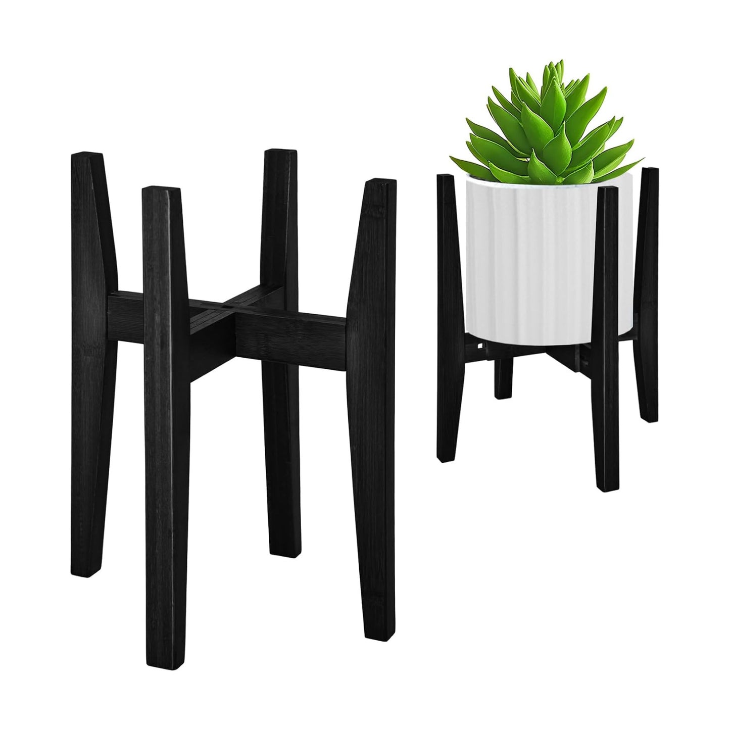Rnined Plant Stand Indoor, Bamboo Plant Shelf, Adjustable Corner Plants Flower Holders Single Floor Plant Stand, Fits 8