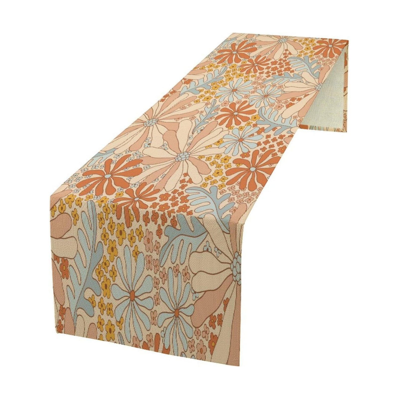 Boho Floral Table Runner Retro 19108s Hippie Summer Groovy Floral Power Printed Linen Table Runner for Home Kitchen