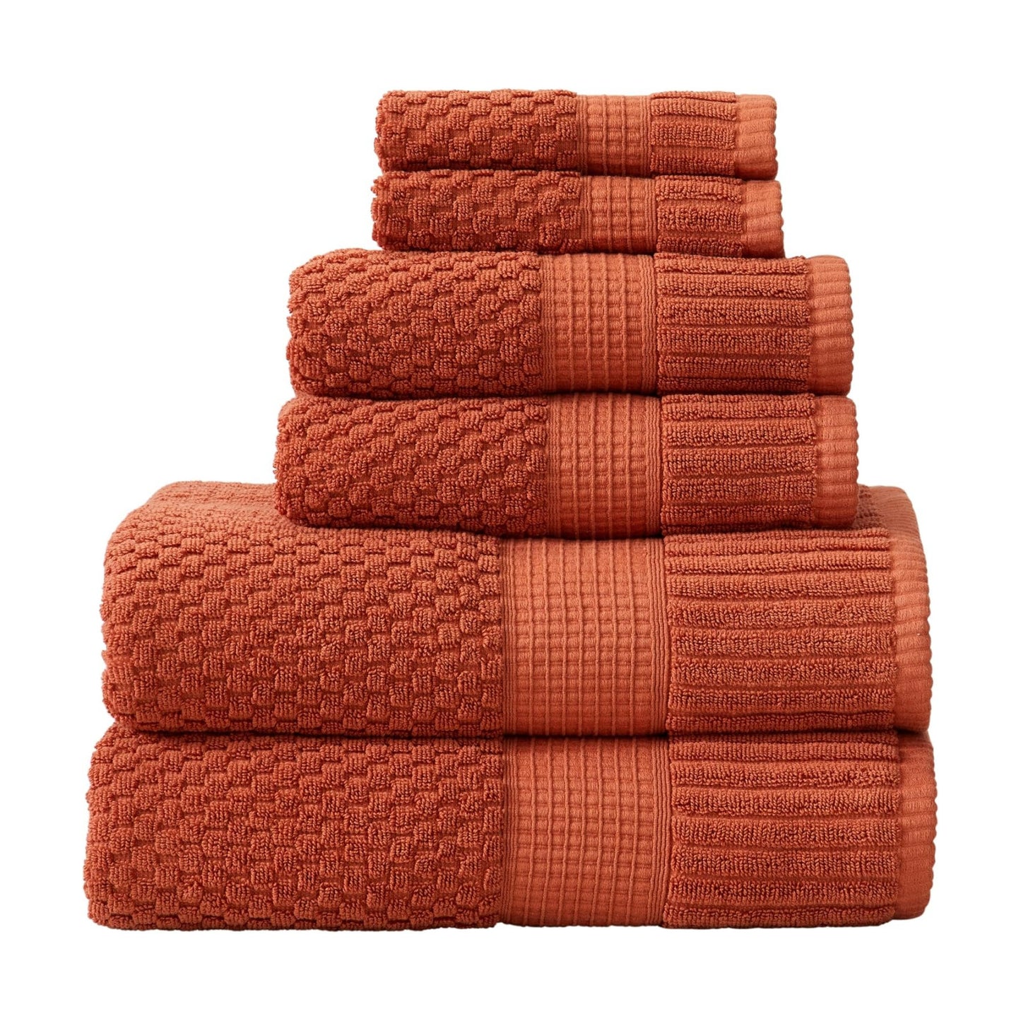 NY Loft 100% Cotton 6-Piece Bath Towel Set | Clay | Oeko-TEX | Quick-Dry | 30" x 52" Bath Towels | 16" x 28" Hand