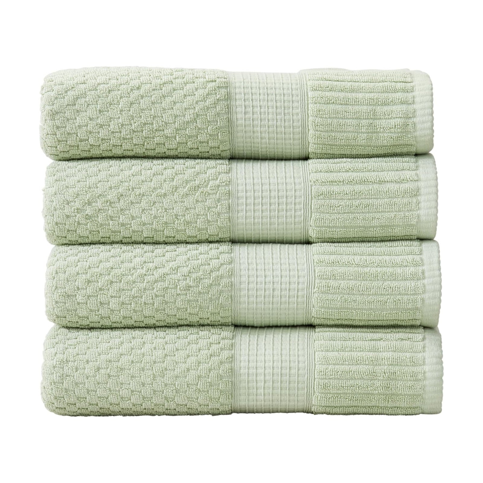 NY Loft 100% Cotton 4-Pack Bath Towel Set | Sage | Oeko-TEX | Quick-Dry | Four 30" x 52" Bath Towels | Super Absorbent