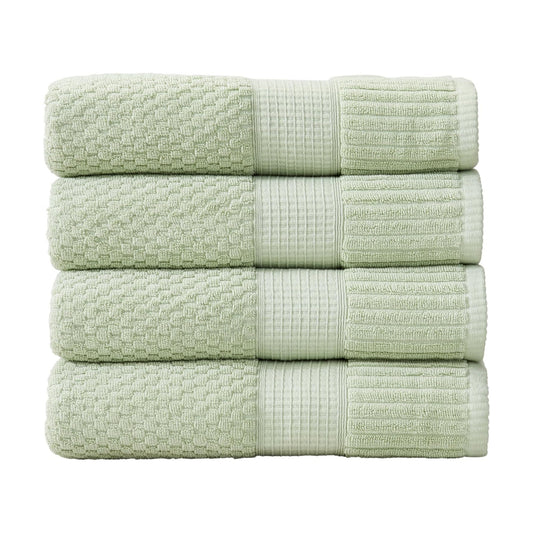 NY Loft 100% Cotton 4-Pack Bath Towel Set | Sage | Oeko-TEX | Quick-Dry | Four 30" x 52" Bath Towels | Super Absorbent