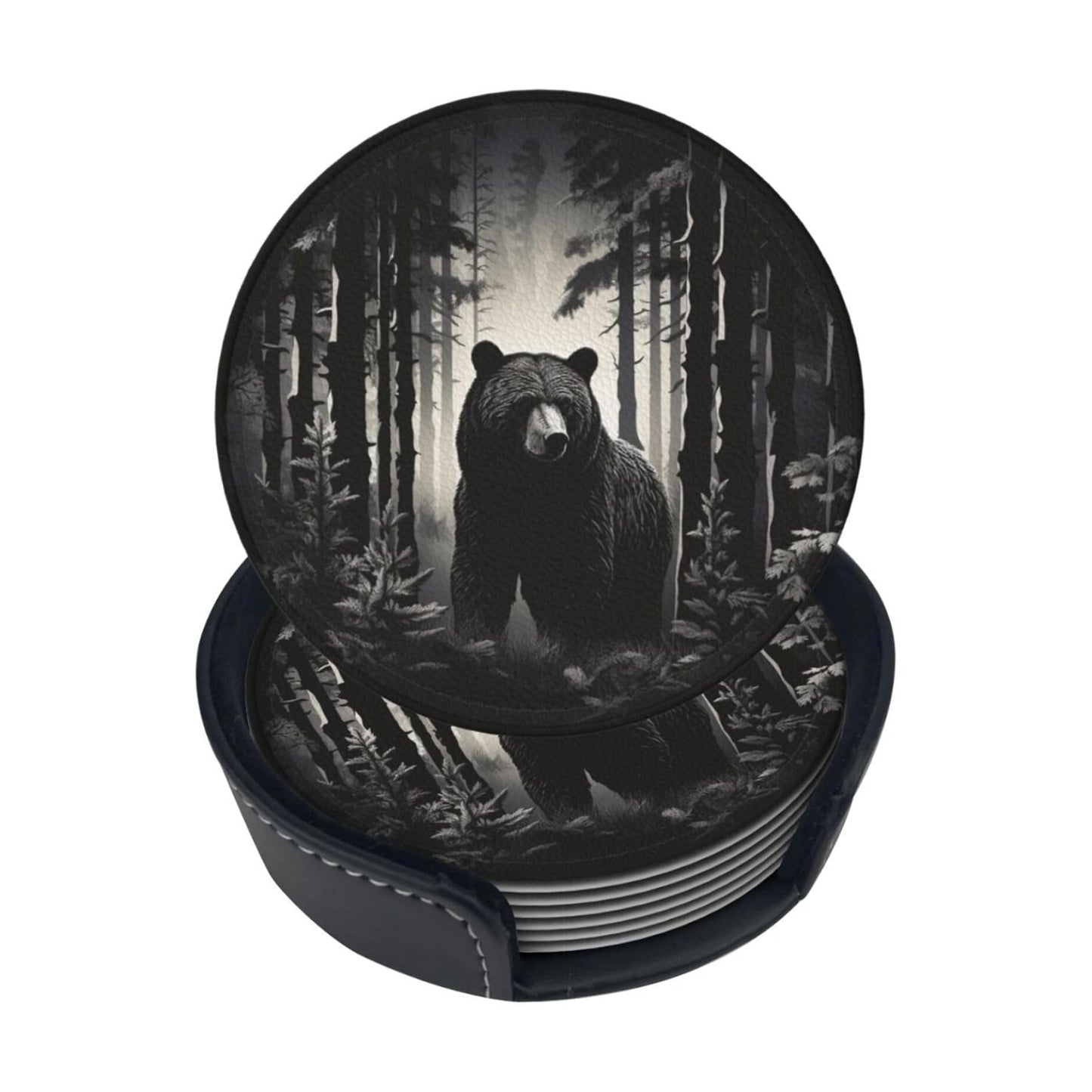Holder Coaster Sets Drink Table Cup Coasters / Black / Set of 6