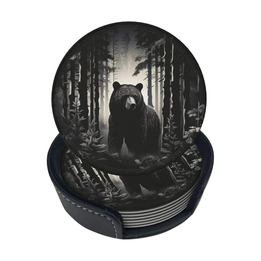Holder Coaster Sets Drink Table Cup Coasters / Black / Set of 6