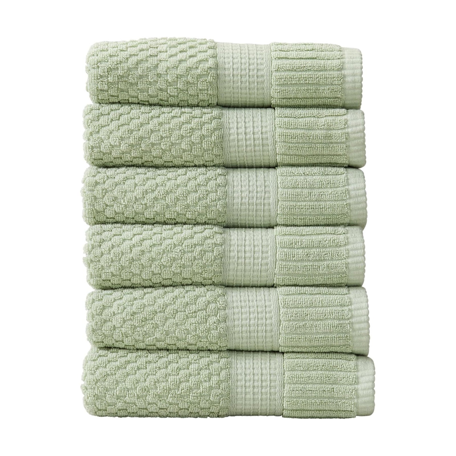 NY Loft 100% Cotton 6-Pack Hand Towel Set | Sage | Oeko-TEX | Quick-Dry | Six 16" x 28" Hand Towels | Super Absorbent