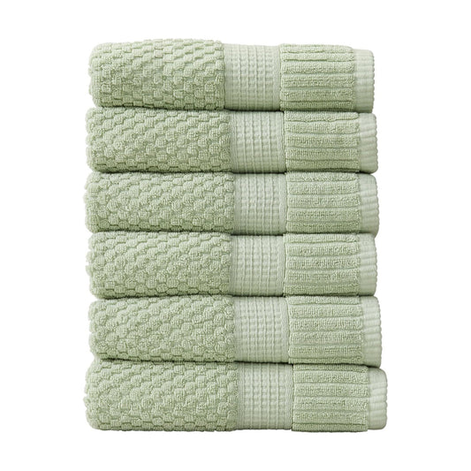 NY Loft 100% Cotton 6-Pack Hand Towel Set | Sage | Oeko-TEX | Quick-Dry | Six 16" x 28" Hand Towels | Super Absorbent