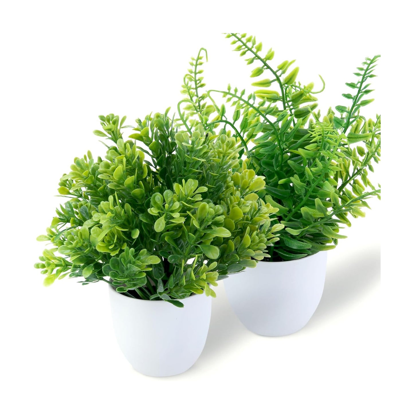 Small Fake Potted Plants / White-2 / Set of 2