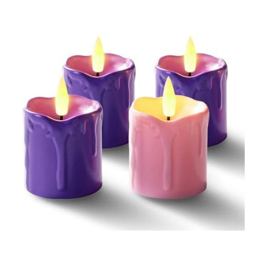 Homemory 2"x 2" Purple & Pink 6 Hour Timer Flameless Votive Candles, 6 Pack