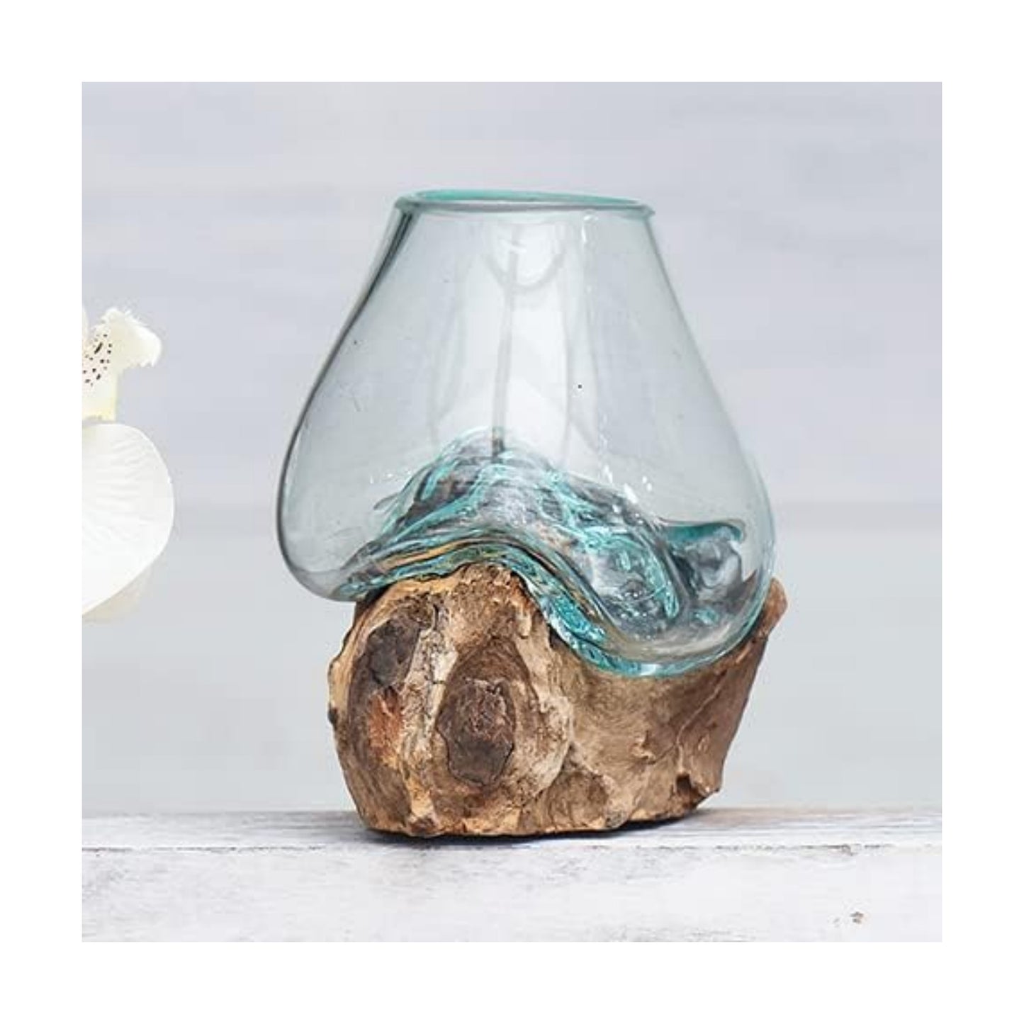 Organic Blown Glass & Root Bowl / 5 x 4 / Natural