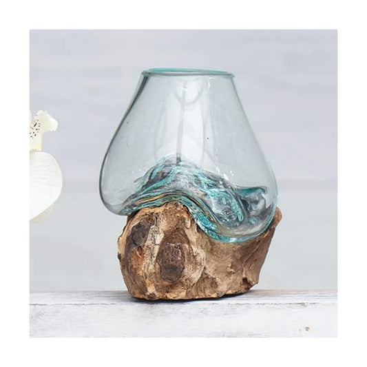 Organic Blown Glass & Root Bowl / 5 x 4 / Natural