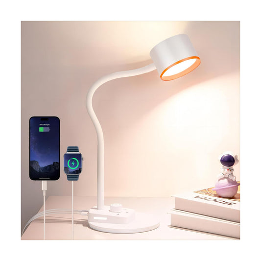 LiFMIRA LED Desk Lamp, 1200LM for Home Office,5 Colors Fully Dimmable White | Reading Lamp with USB C + A Charging