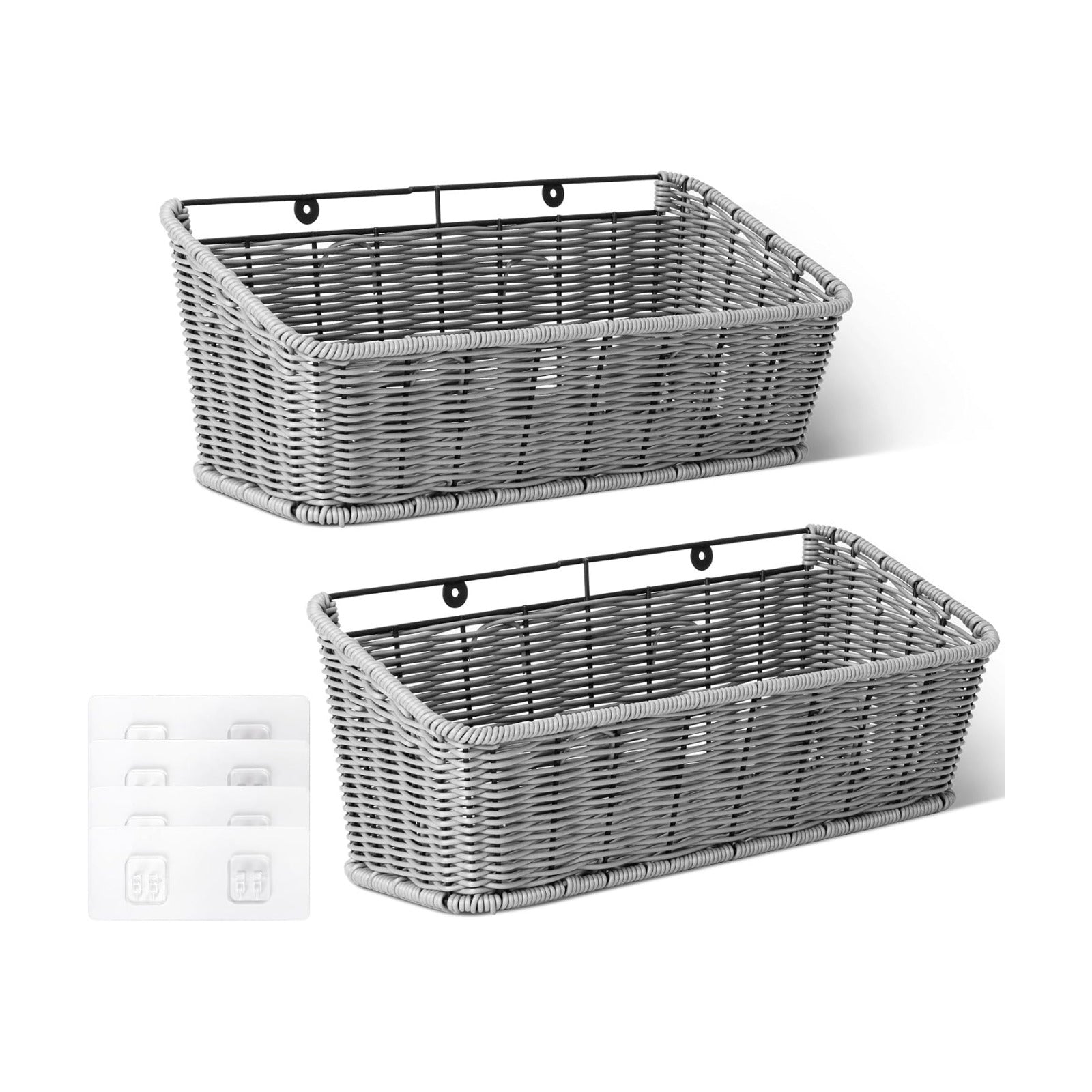 Wicker Hanging Basket / Slate / Set of 2