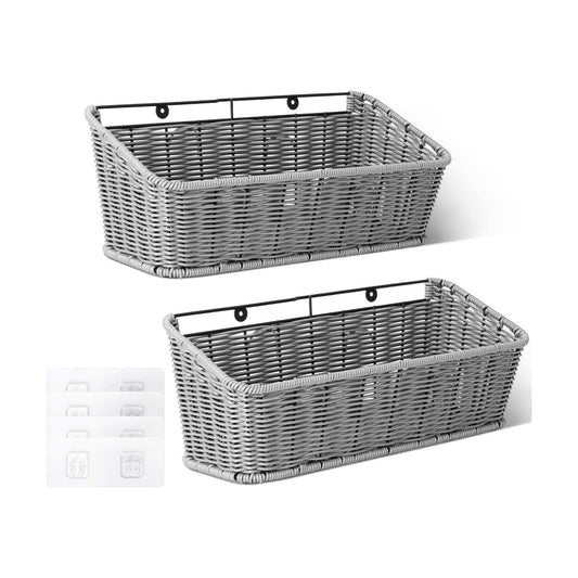 Wicker Hanging Basket / Slate / Set of 2