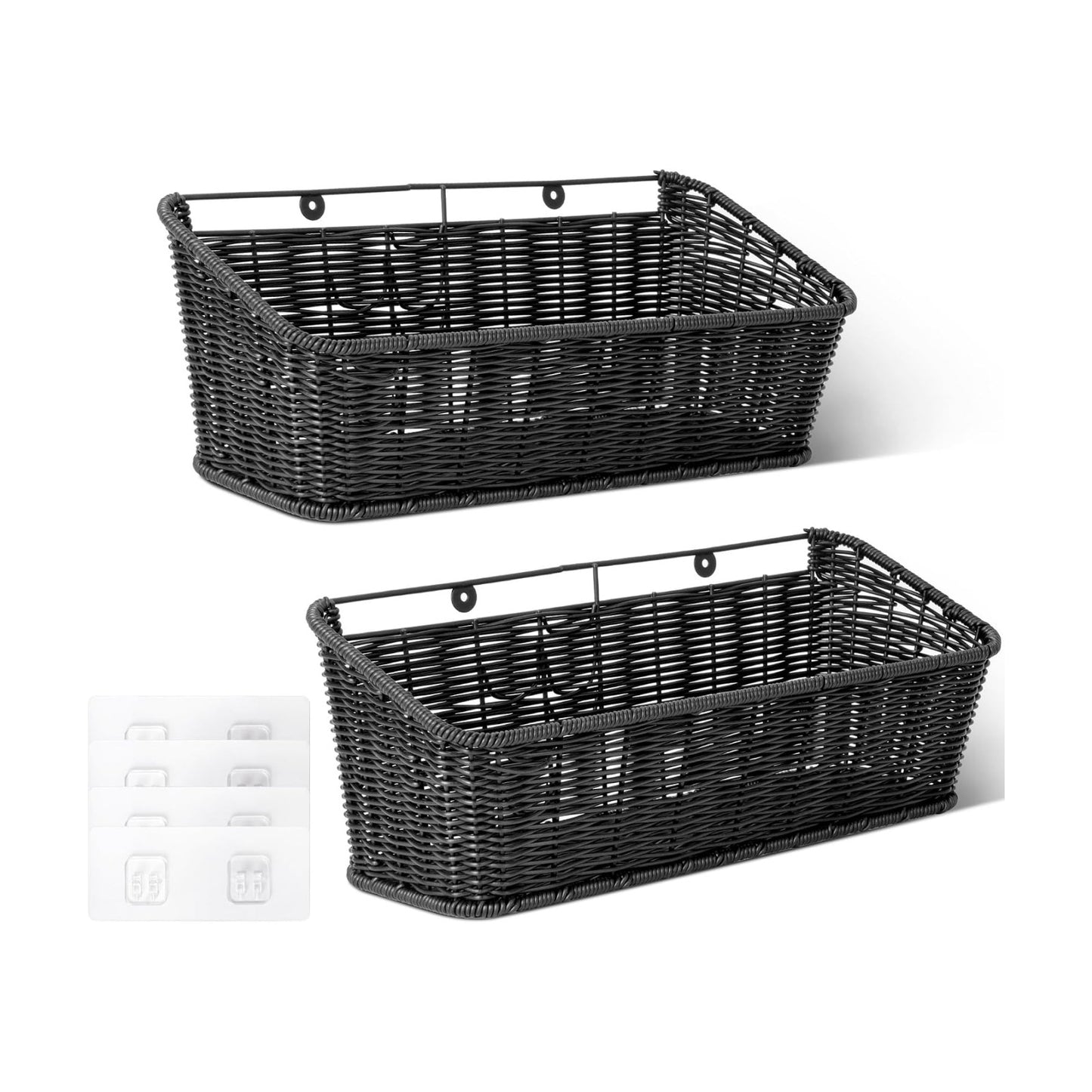 Wicker Hanging Basket / Black / Set of 2
