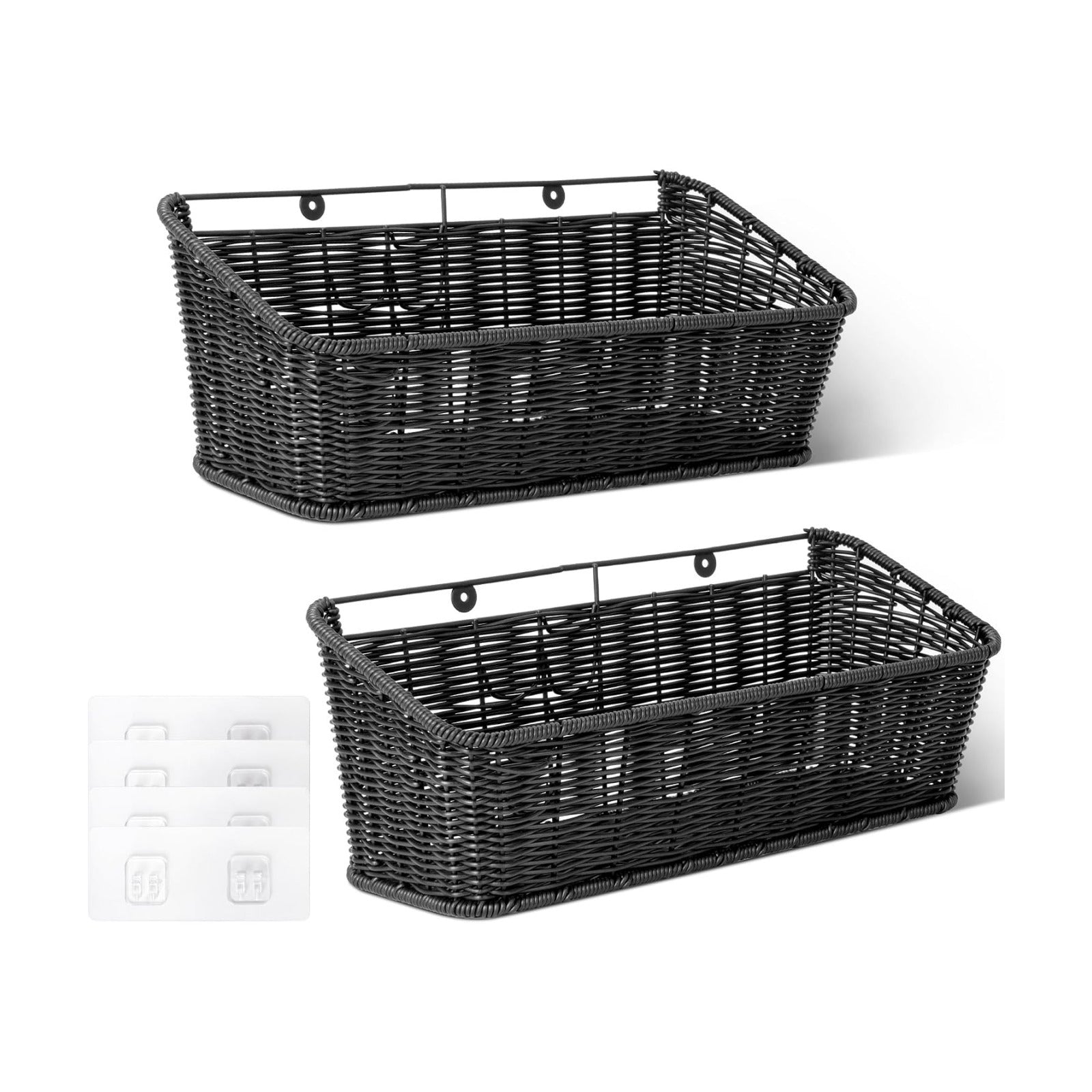 Wicker Hanging Basket / Black / Set of 2