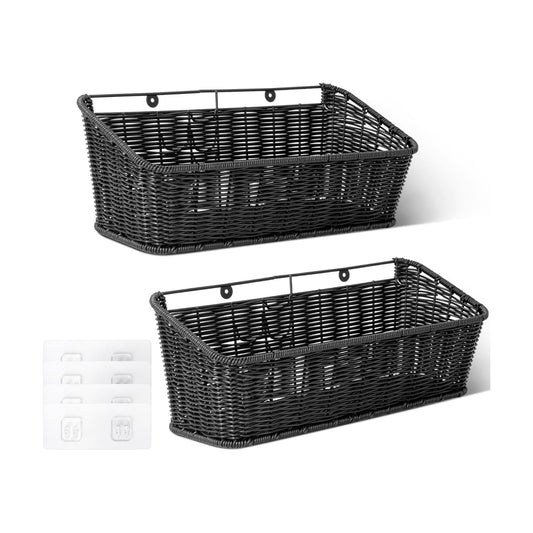 Wicker Hanging Basket / Black / Set of 2