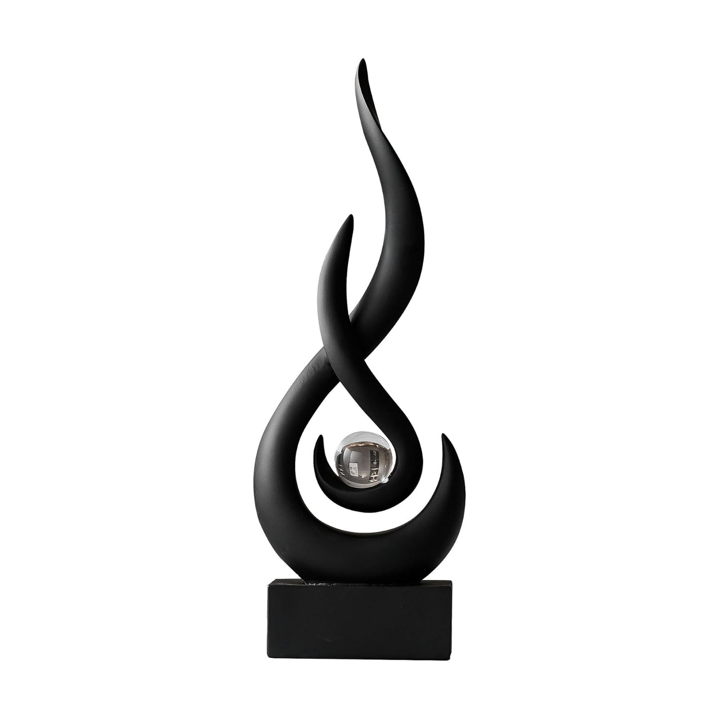 Glass Ball Resin Art Figurines / Black Statue