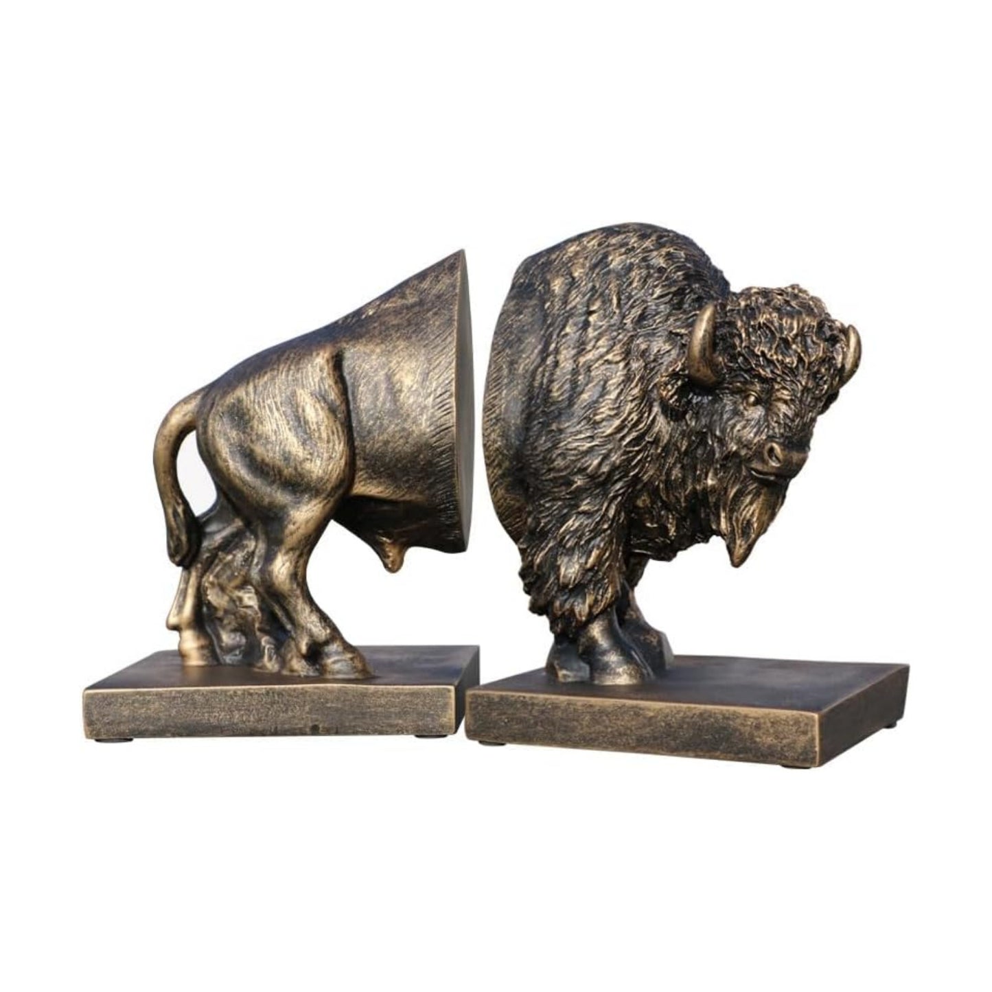 Art bookend / Polyresin Buffalo Bookend / Set of 2