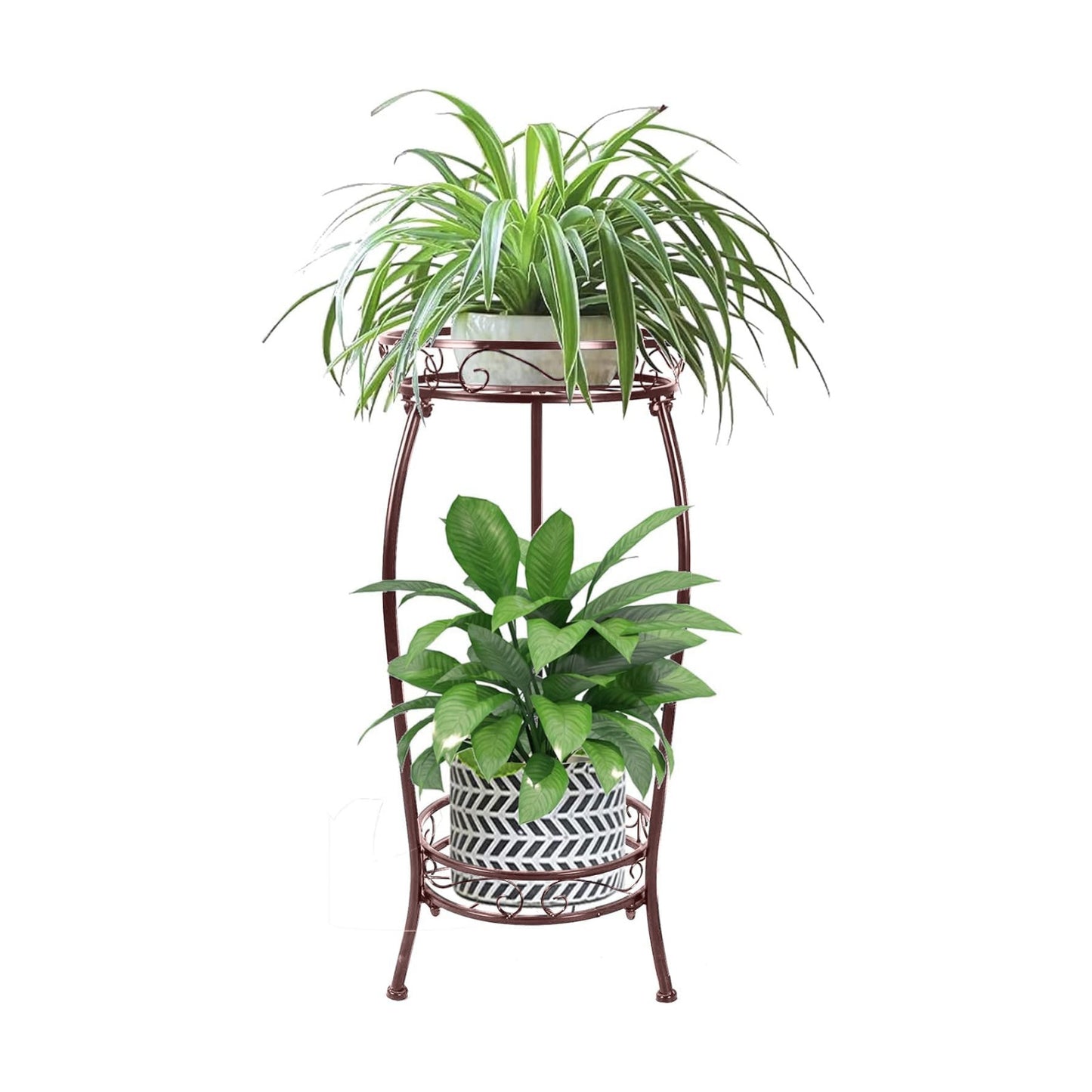 MOCORY Plant Stand Indoor Outdoor 2 Tier 27" Tall Metal Potted Holder Rack Flower Pot Stand Heavy Duty Plant Shelf