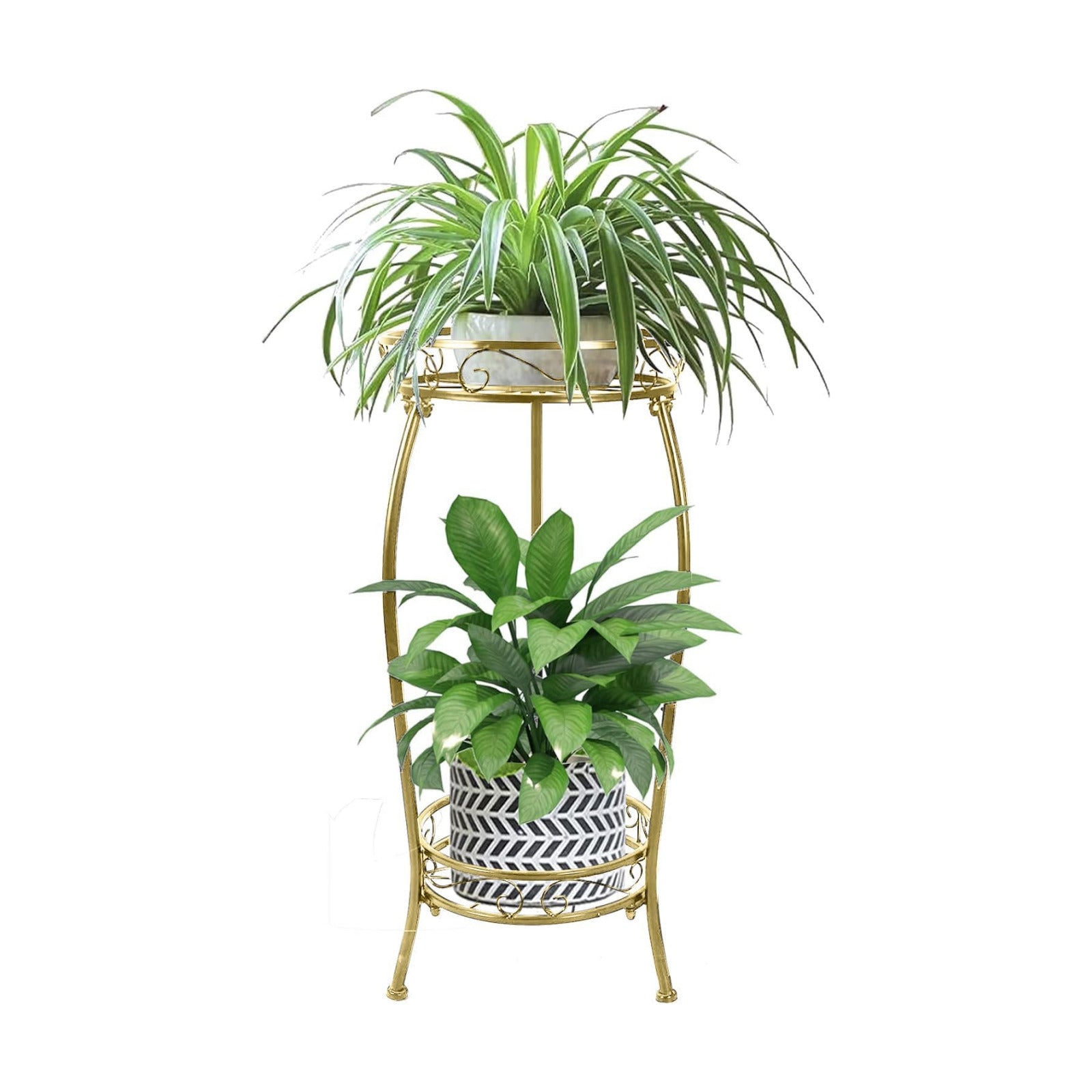 MOCORY Plant Stand Indoor Outdoor 2 Tier 27" Tall Metal Potted Holder Rack Flower Pot Stand Heavy Duty Plant Shelf