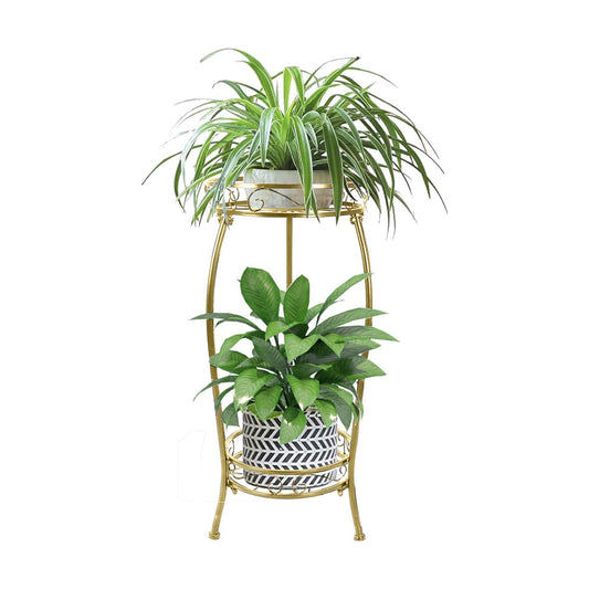 MOCORY Plant Stand Indoor Outdoor 2 Tier 27" Tall Metal Potted Holder Rack Flower Pot Stand Heavy Duty Plant Shelf