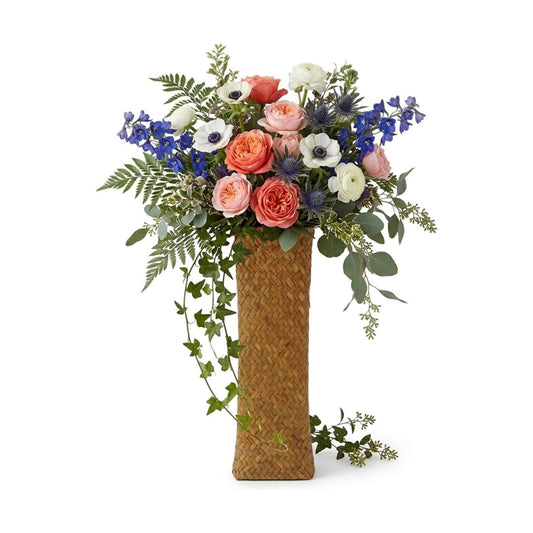 Seagrass Woven Vase / 12" Tall Wicker Vase for Flowers